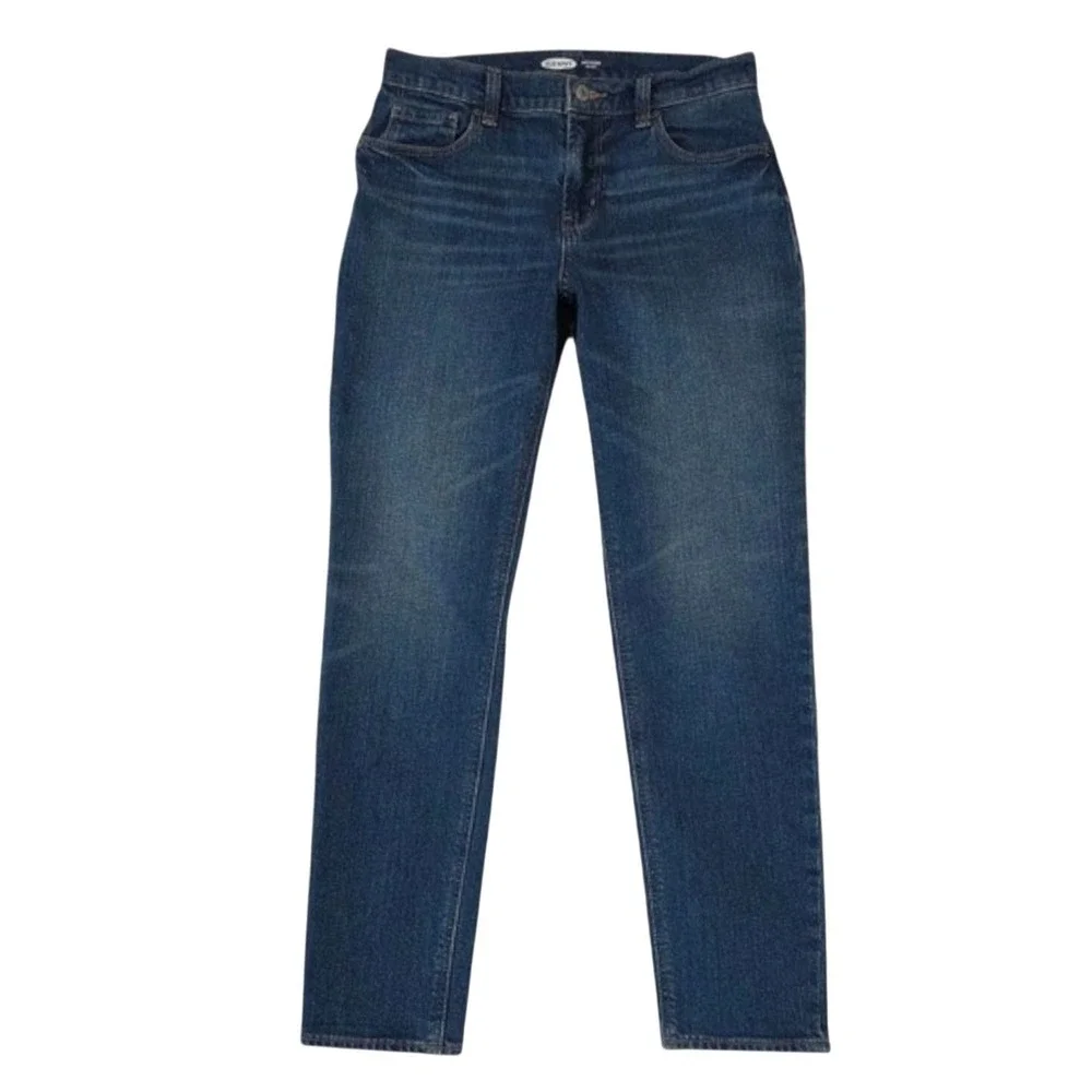 Old Navy Jeans Boyfriend Mid Rise Dark Wash Denim Stretch Classic Chic Womens 0